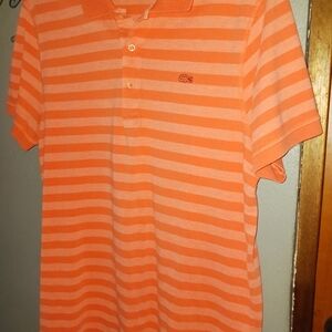Lacoste Orange Striped Polo Shirt